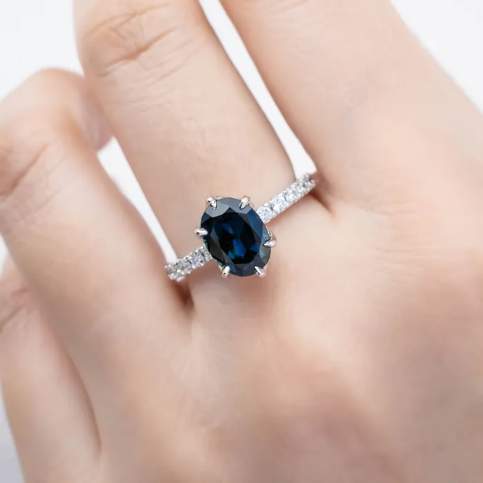Envero Jewelry Rings GIA Certified 239ct Deep Teal Blue Queensland Sapphire Maria Luxe Ring Platinum