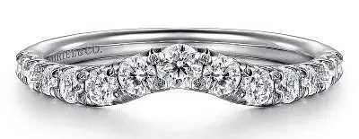 Chambery Curved 14K White Gold French Pave Diamond Wedding Band 05 ct GABRIEL CO Rings