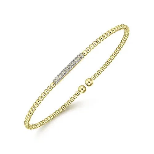 GABRIEL CO Bracelets 14K Yellow Gold Bujukan Bead Cuff Bracelet with 013cttw Diamonds