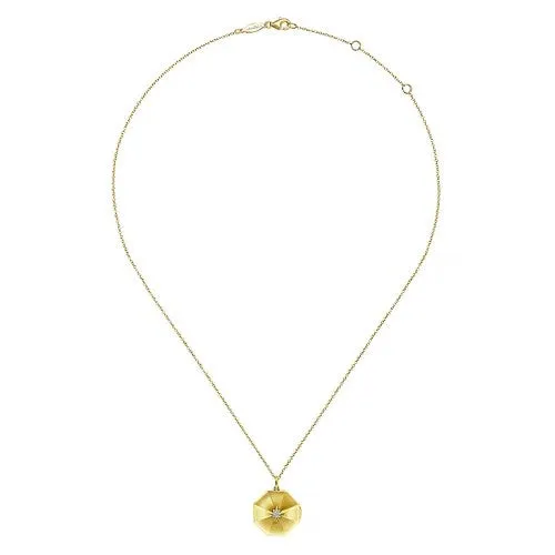 Necklaces GABRIEL CO 14K Yellow Gold Octagonal Locket Necklace with Diamond Star Center Necklaces GABRIEL CO 14K Yellow Gold Octagonal Locket Necklace with Diamond Star Center