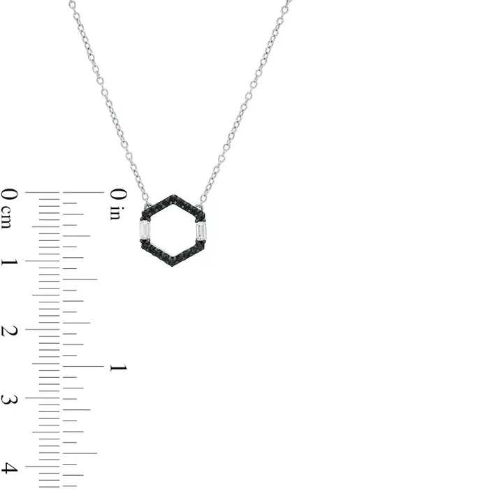 017 CT TW Enhanced Black and White Natural Diamond Hexagon Necklace in Sterling Silver Goldia Necklaces 017 CT TW Enhanced Black and White Natural Diamond Hexagon Necklace in Sterling Silver Goldia Necklaces