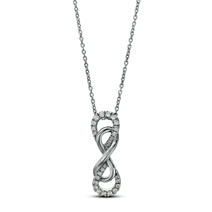 017 CT TW Natural Diamond Double Infinity Vertical Drop Pendant in Sterling Silver Goldia Necklaces 017 CT TW Natural Diamond Double Infinity Vertical Drop Pendant in Sterling Silver Goldia Necklaces