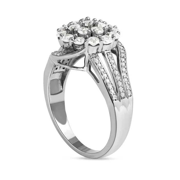 10 CT TW Composite Natural Diamond Bypass Ring in Solid 10K White Gold Goldia Rings
