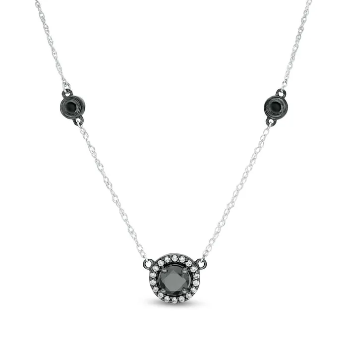 133 CT TW Enhanced Black and White Natural Diamond Frame Station Necklace in 10K White Gold and Black Rhodium Goldia Necklaces 133 CT TW Enhanced Black and White Natural Diamond Frame Station Necklace in 10K White Gold and Black Rhodium Goldia Necklaces
