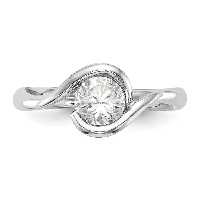 150ct CZ Solid Real 14K White Gold Round Bezel Set Solitaire Engagement Ring Engagement Polished Goldia Rings