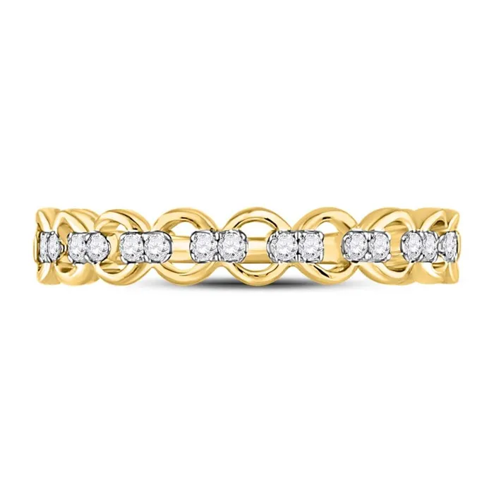 10kt Yellow Gold Round Diamond Link Stackable Band Ring 18 Cttw gndatlanta Rings