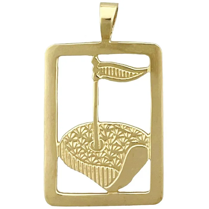 14K Gold Golf Putting Green Framed Pendant Goldia Necklaces