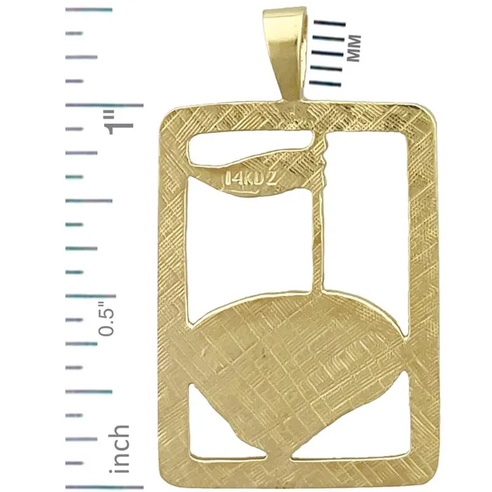 14K Gold Golf Putting Green Framed Pendant Goldia Necklaces