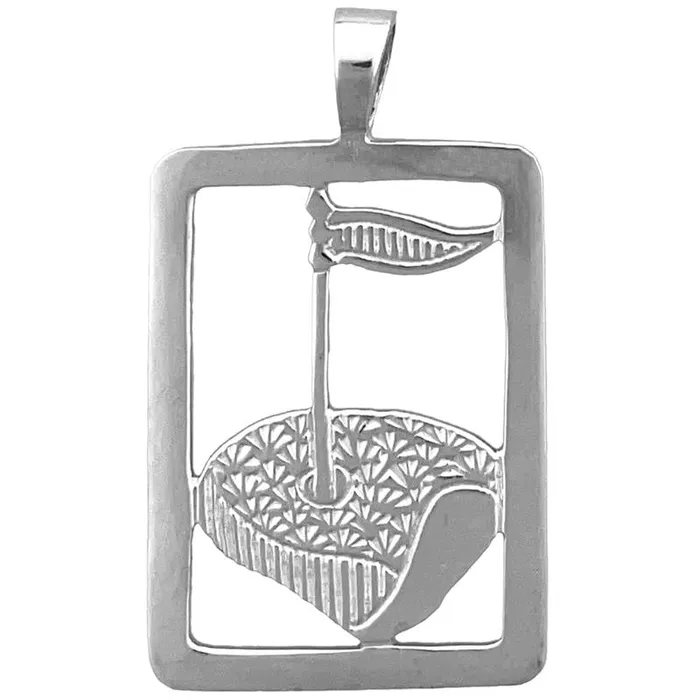 14K Gold Golf Putting Green Framed Pendant Goldia Necklaces