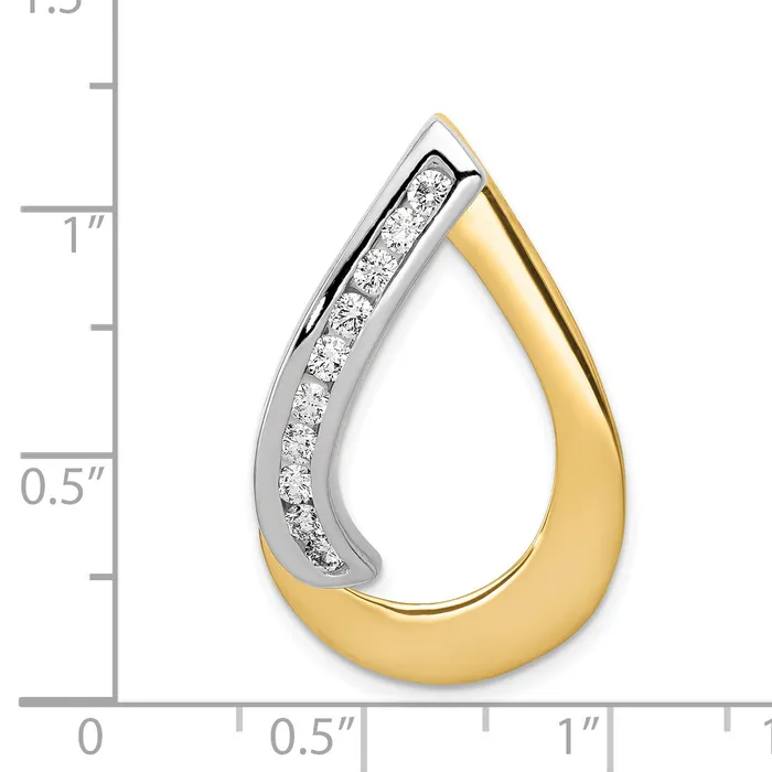 14k Two Tone VS Diamond Teardrop Slide Goldiacom Rings