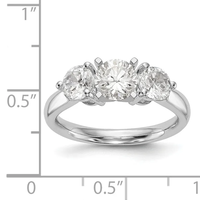 14K White Gold 3 Stone Diamond Peg Set Engagement Ring Goldiacom Rings
