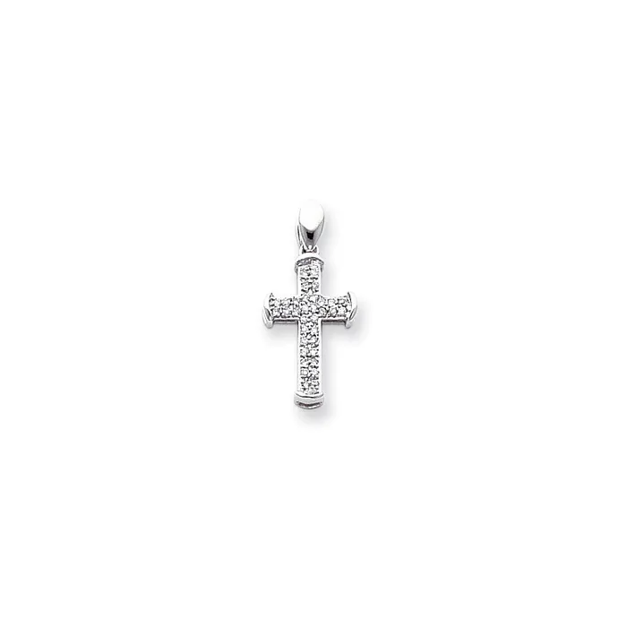 14k White Gold Diamond Cross Pendant Goldia Necklaces