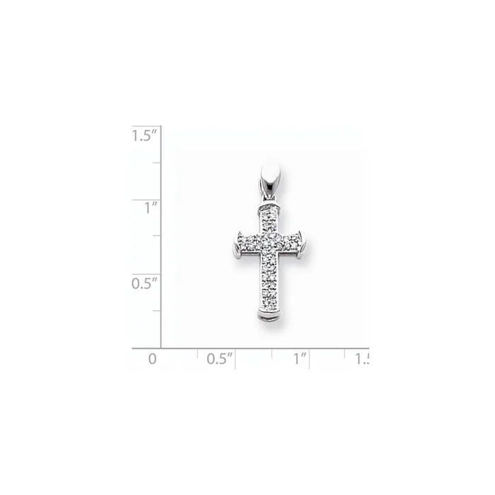 14k White Gold Diamond Cross Pendant Goldia Necklaces