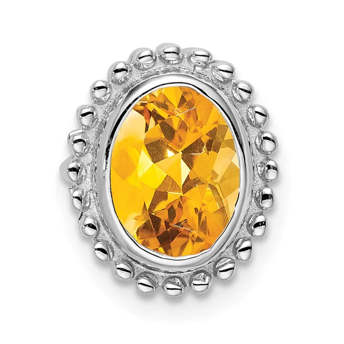 14k White Gold Oval Citrine Chain Slide Goldia Necklaces