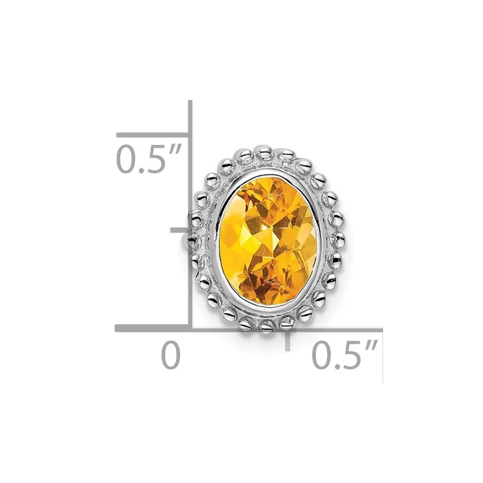 14k White Gold Oval Citrine Chain Slide Goldia Necklaces