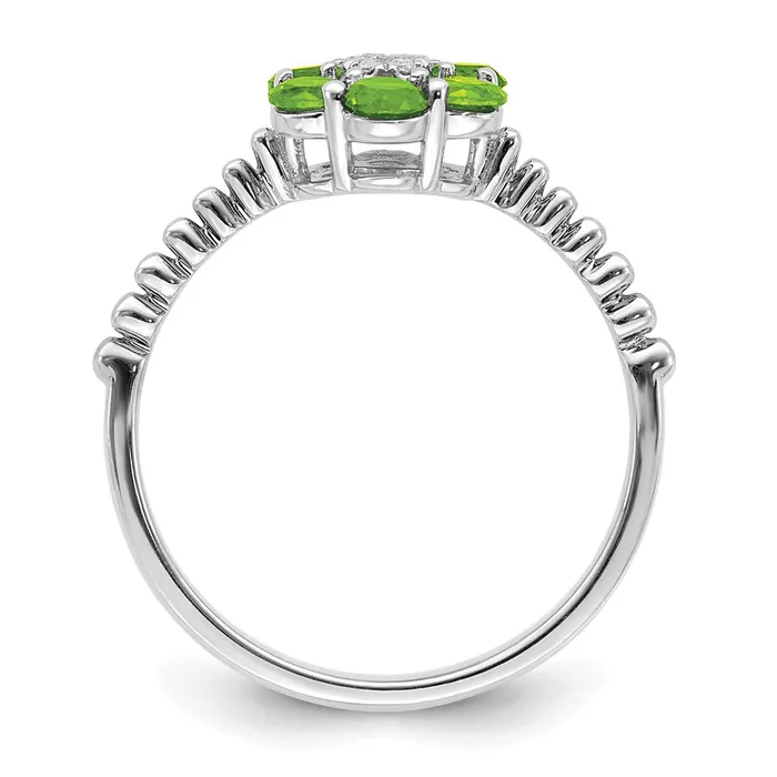 14k White Gold Peridot and Real Diamond Floral Ring Goldia Rings
