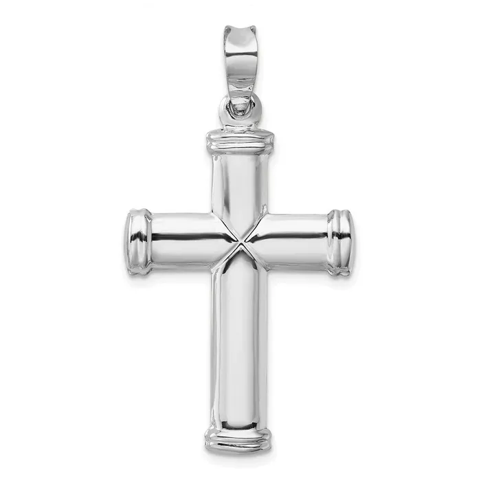 14k White Gold Polished Stamping Cross Pendant Goldia Necklaces