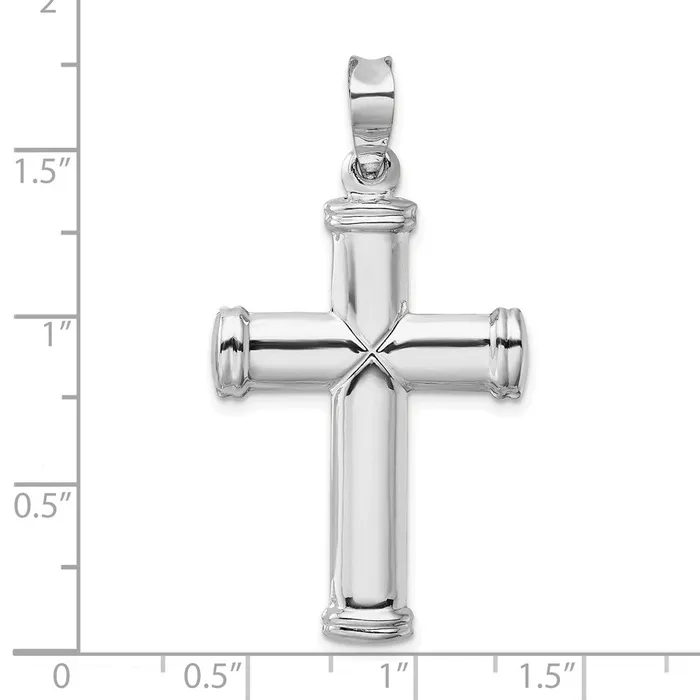 14k White Gold Polished Stamping Cross Pendant Goldia Necklaces