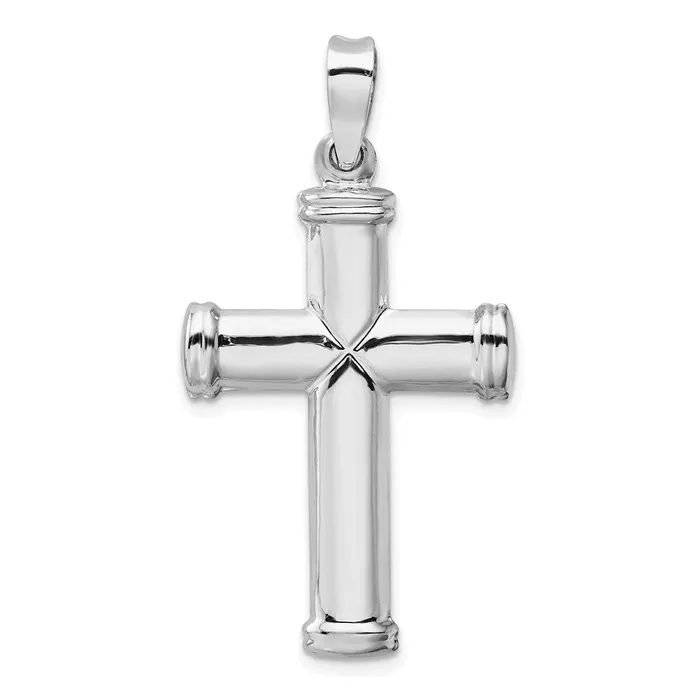14k White Gold Polished Stamping Cross Pendant Goldia Necklaces