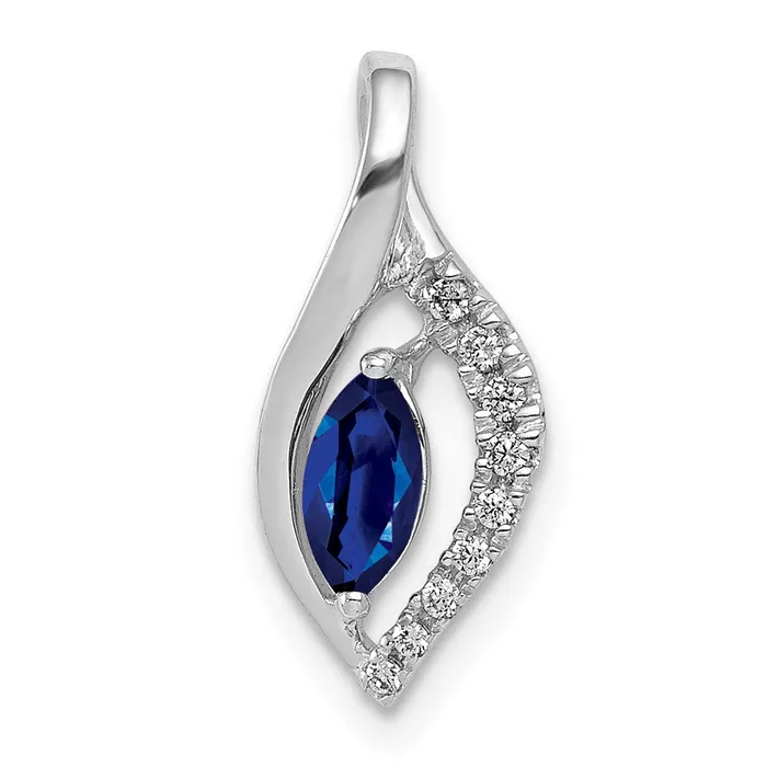 14k White Gold Real Diamond and 37 Marquise Sapphire Pendant Goldia Necklaces 14k White Gold Real Diamond and 37 Marquise Sapphire Pendant Goldia Necklaces