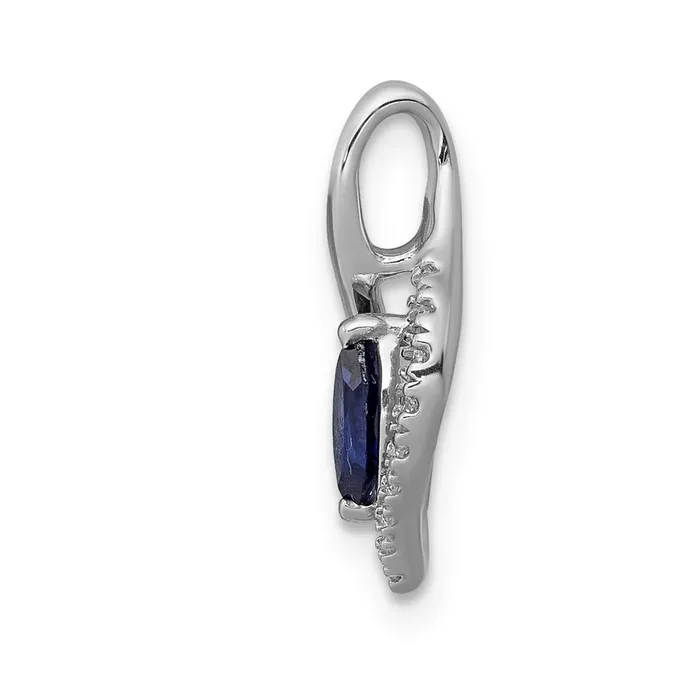 14k White Gold Real Diamond and 37 Marquise Sapphire Pendant Goldia Necklaces