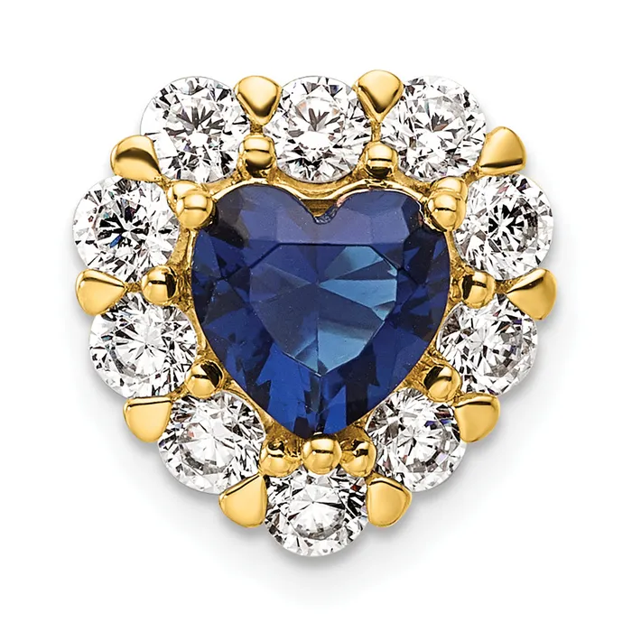 14k Yellow Gold 1 Ct Lab Grown Diamond VSSI G and Lab Created Blue Sapphire Heart Halo Chain Slide Pendant Goldia Necklaces 14k Yellow Gold 1 Ct Lab Grown Diamond VSSI G and Lab Created Blue Sapphire Heart Halo Chain Slide Pendant Goldia Necklaces