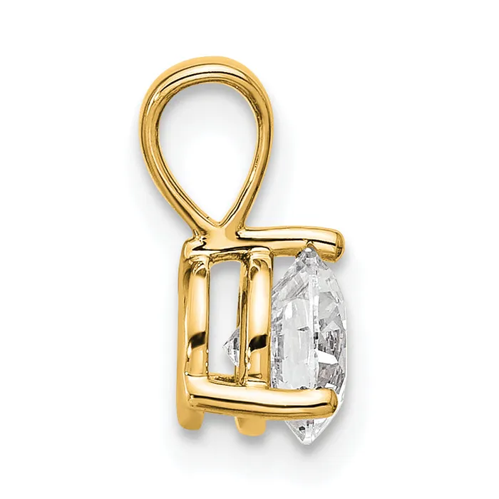 14k Yellow Gold 34 Ct Lab Grown Diamond VSSI G Three Prong Solitare Pendant Goldia Necklaces