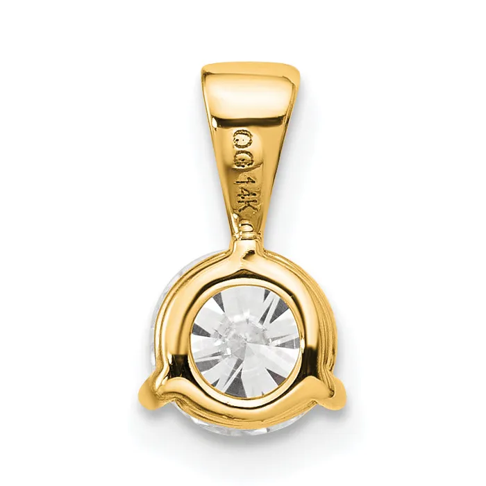 14k Yellow Gold 34 Ct Lab Grown Diamond VSSI G Three Prong Solitare Pendant Goldia Necklaces