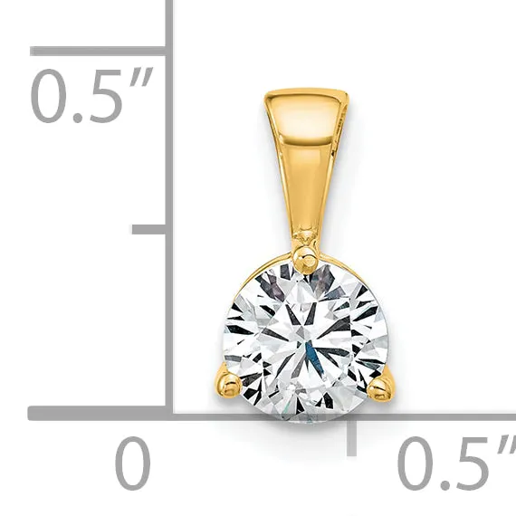 14k Yellow Gold 34 Ct Lab Grown Diamond VSSI G Three Prong Solitare Pendant Goldia Necklaces