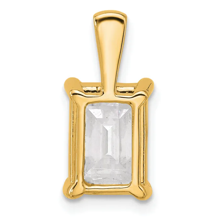 14k Yellow Gold 3 Ct Lab Grown Diamond VSSI G Emerald Four Prong Pendant Goldia Necklaces