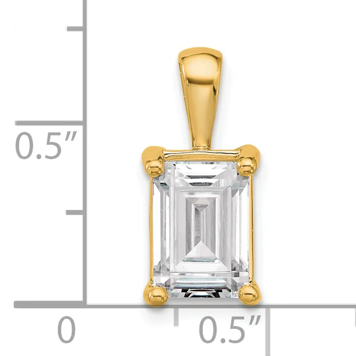 14k Yellow Gold 3 Ct Lab Grown Diamond VSSI G Emerald Four Prong Pendant Goldia Necklaces
