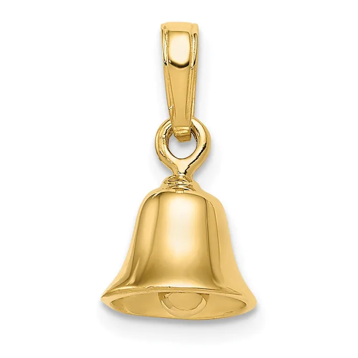 14k Yellow Gold 3D Moveable Bell Pendant Goldia Necklaces