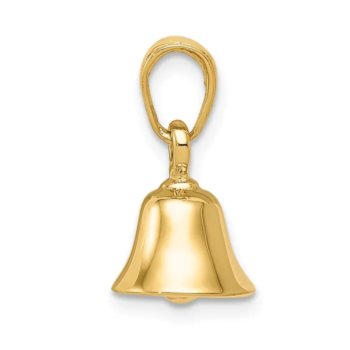 14k Yellow Gold 3D Moveable Bell Pendant Goldia Necklaces