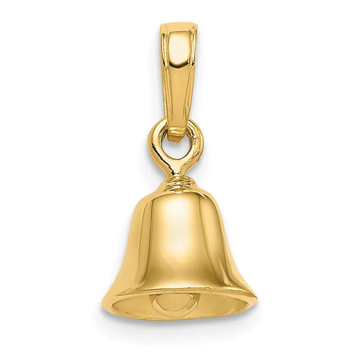 14k Yellow Gold 3D Moveable Bell Pendant Goldia Necklaces