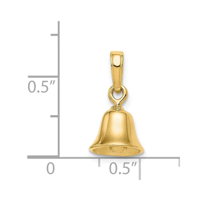 14k Yellow Gold 3D Moveable Bell Pendant Goldia Necklaces