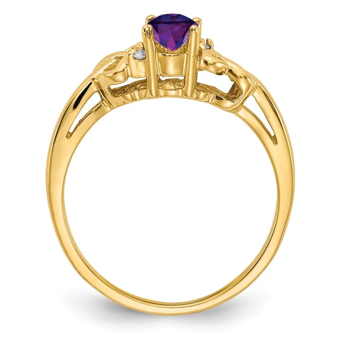 14K Yellow Gold 6x4mm Oval Amethyst A Real Diamond ring Goldia Rings