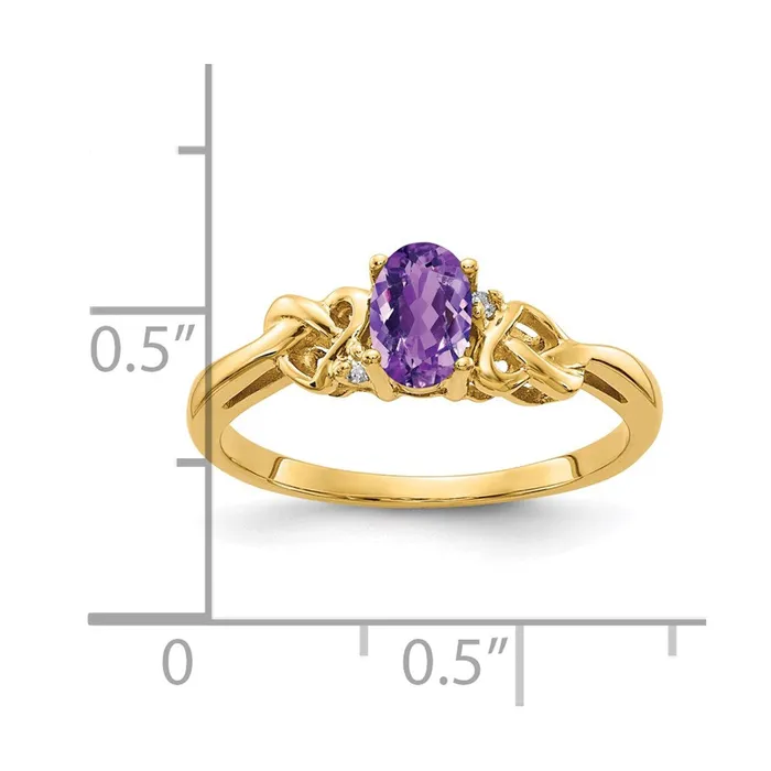 14K Yellow Gold 6x4mm Oval Amethyst A Real Diamond ring Goldia Rings