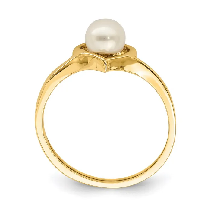 14K Yellow Gold Madi K 45mm White Button Freshwater Cultured Pearl Heart Ring Goldia Rings