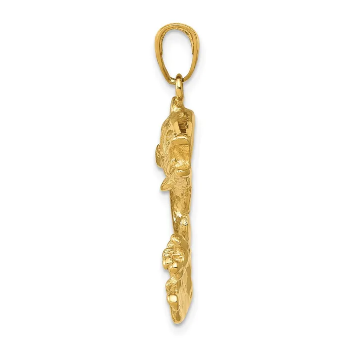 14k Yellow Gold Polished OpenBacked Bass Fish Pendant Goldia Necklaces