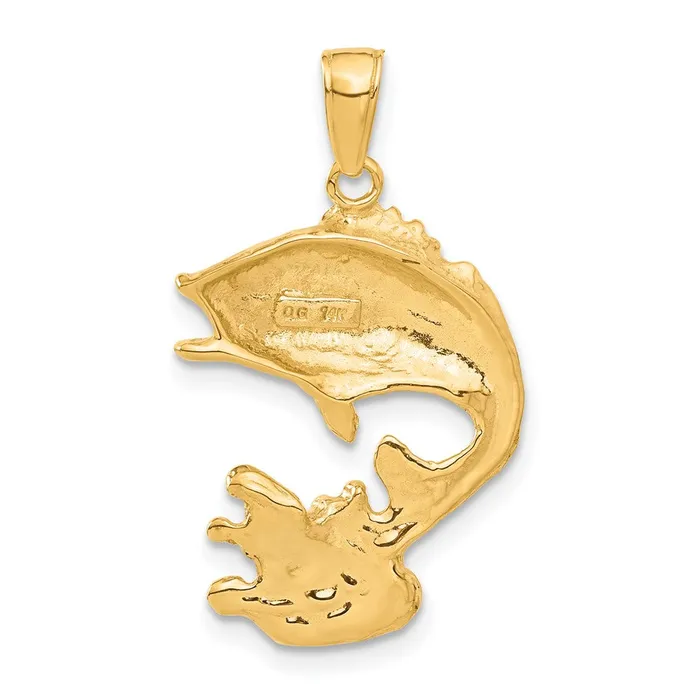 14k Yellow Gold Polished OpenBacked Bass Fish Pendant Goldia Necklaces