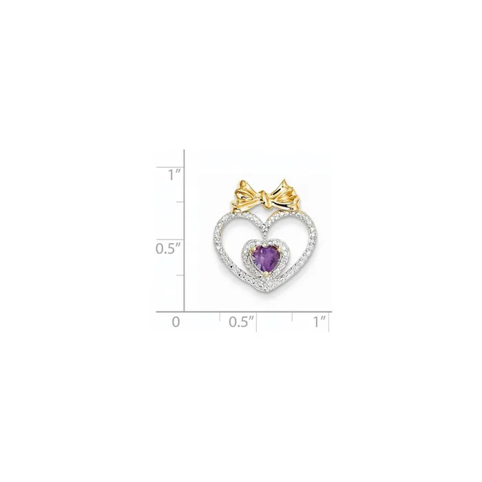 14K Yellow Gold Real Diamond and Amethyst Heart Pendant Goldia Necklaces