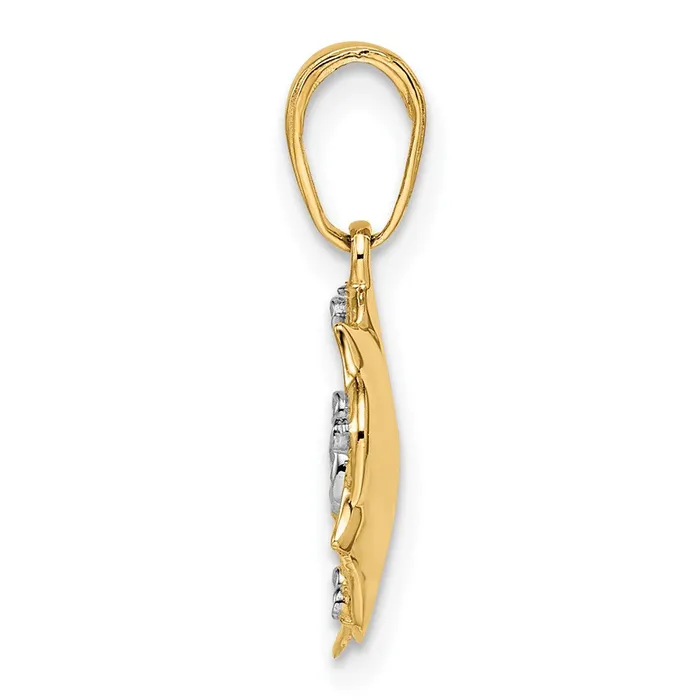 14k Yellow Rhodium Gold and White Rhodium Diamondcut Flower Pendant Goldia Necklaces