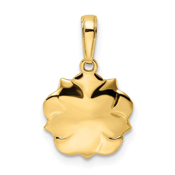 14k Yellow Rhodium Gold and White Rhodium Diamondcut Flower Pendant Goldia Necklaces