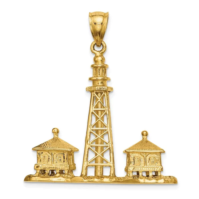 Charm Necklaces Goldia 14k Yellow Gold 3D SANIBEL ISLAND Lighthouse Charm