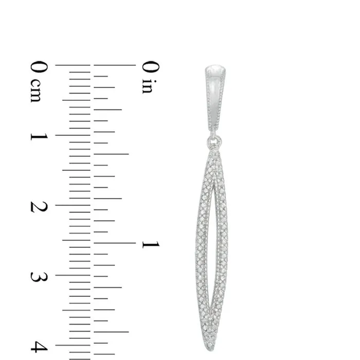 Earrings Goldia 033 CT TW Diamond Elongated Marquise VintageStyle Drop Earrings in 10K White Gold