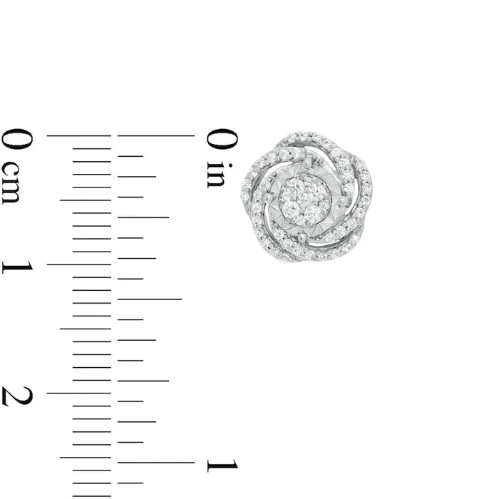 Earrings Goldia 038 CT TW Composite Diamond Swirl Stud Earrings in 10K White Gold