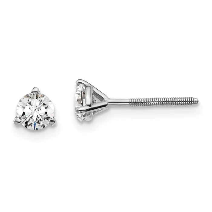 Earrings Goldia 14k White Gold 12 ctw Certified Lab Grown Diamond VSSI G Round 3 Prong Heavy Wt Screwback Stud Earrings