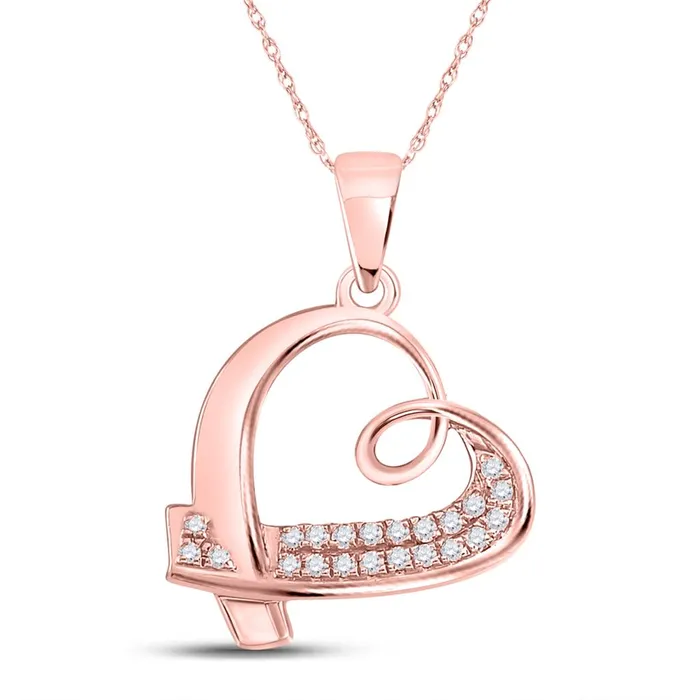 gndatlanta 10k Rose Gold Round Diamond Sideways Heart Pendant 110 Cttw Necklaces gndatlanta 10k Rose Gold Round Diamond Sideways Heart Pendant 110 Cttw Necklaces