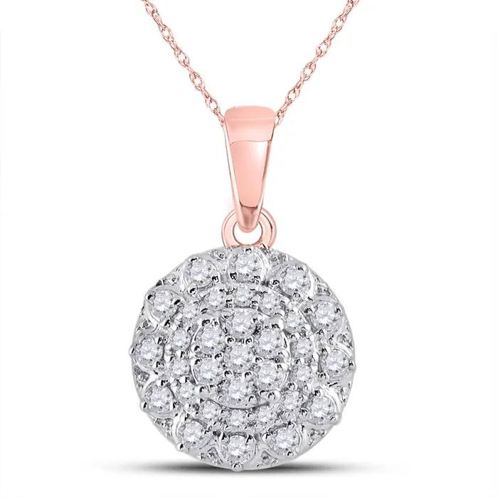 gndatlanta 14k Rose Gold Round Diamond Flower Cluster Pendant 13 Cttw Necklaces gndatlanta 14k Rose Gold Round Diamond Flower Cluster Pendant 13 Cttw Necklaces
