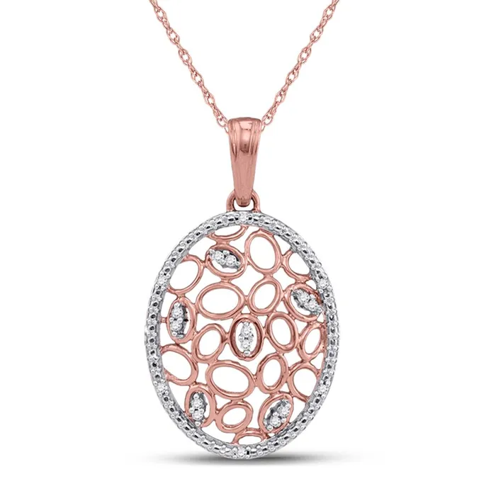 gndatlanta Necklaces 10k Rose Gold Round Diamond Oval Honeycomb Pendant 120 Cttw gndatlanta Necklaces 10k Rose Gold Round Diamond Oval Honeycomb Pendant 120 Cttw